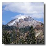 Lassen Peak with clouds and blue sky