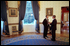 A few hours before addressing Congress and the nation, President Bush talks privately with British Prime Minister Tony Blair in the Blue Room at the White House, Thursday, Sept. 20.