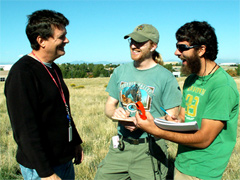 Mike Carmody conducts a field meteorology class for Glenn Helkenn and Jonathan Hayden, from left, in September in Denver before they head south to Antarctica.