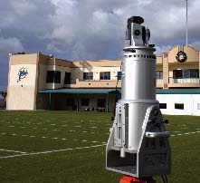 Close-up of the laser scanner used at the Miami Dolphins practice facility prior to the Super Bowl