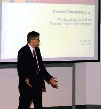 David Maxfield presents Crucial Conversations at the 34th Annual Crime Laboratory Development Symposium.