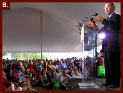Author and reporter David Brooks speaks at the 2005 National Book Festival