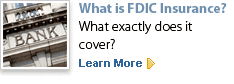 What is FDIC Insurance? What exactly does it cover? Click Here to Learn More.