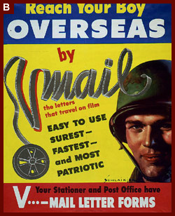 U.S. Government Printing Office, 'Reach Your Boy Overseas by V-Mail,' 1942, poster, Prints and Photographs Division