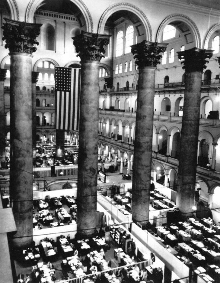 GAO clerks in Great Hall of Pension Building prior to World War II
