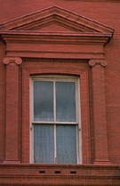 Closeup photo of Pension Building window