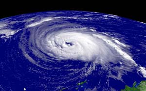 Photo of the eye of Hurricane Isabel