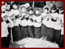 The choir of a Catholic church in Penasco, N.M., singing Christmas hymns. 1943