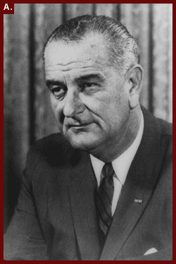 Lyndon B. Johnson, head-and-shoulders portrait, facing left