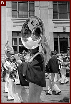 Tuba player in high school band, Butte, Mont. 1939