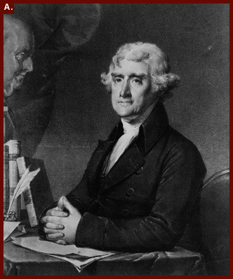 Thomas Jefferson, third president of the United States, lithograph from the original series painted by Gilbert Stuart for the Messrs