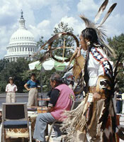 Image of dancers and musicians at Neptune Plaza, Library of Congress