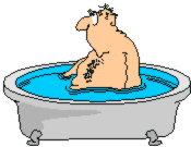 Cartoon of man in bathtub