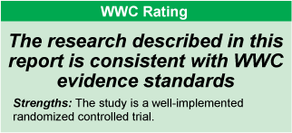 WWC RATING: The research described in this report is not consistent with WWC evidence standards. Click here for full text version of image.