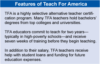 Features of Teach for America. Click here for full text version of image.