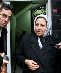 Date: 12/21/2008 Description: Iranian Nobel Peace Prize winner Shirin Ebadi leaves the Center for Protecting Human Rights, after police shut it down, Dec. 21, 2008. Her colleague Abdolfattah Slotani, is also pictured. AP Photo. © AP Photo