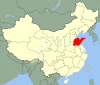 A map of China with Shandong province highlighted