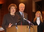 Senators Feinstein and Cornyn, and actress Bo Derek hold a news conference in November 2003 to introduce anti-piracy legislation.<br/>