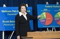 Senator Feinstein speaks at a news conference in February 2007 introducing introduce the Social Security and Medicare Solvency Commission Act.