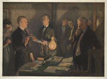 Calvin Coolidge taking the oath of office, August 3, 1923 (Library of Congress)