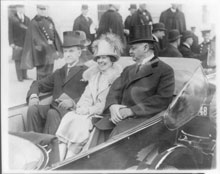 President Coolidge, Mrs. Coolidge and Senator Curtis on the way to the Capitol, March 4, 1925 (Library of Congress)