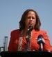 Congresswoman Richardson speaking at a news conference at Congressional Hearing held in  the Port of Long Beach on Port Development and the Environment.