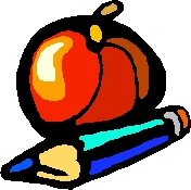 A picture of an apple and a pencil lying beside it 