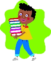 A picture of a boy carrying books