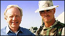 Photo of Senator Lieberman with a marine in Pakistan.