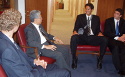 Senator Akaka meets with Pepperdine University 2005 Volleyball champs and 
