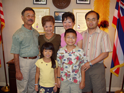 Waichi & Janet Kikuta and Kevin & Lynne Oshima with son, Kyle and daughter, Kristen
