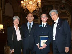 Iris and Morris Miyagi with son, Tori, and Senator Akaka