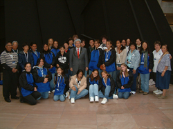 Senator and Mrs. Akaka greet students from Waimea Middle School during their visit to Washington, D.C.