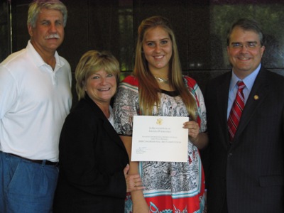 thumbnail image: Rep. Culberson with Art Winner Amanda Poerschke