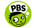 A green circle with a childs face and the letters PBS in the center.