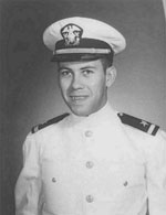 A picture of Senator Lugar in his U.S. Navy uniform.