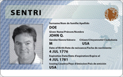 Image of SENTRI Trusted Traveler Program card