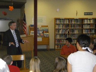 thumbnail image: Congressman Davis speaking with students from Bath County High School