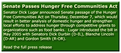 Senate Passes Hunger Free Communities Act