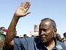 Date: 12/29/2008 Location: Garawe, Somalia Description: Former President Abdullahi Yusuf, waves as he arrives in Garawe in the Puntland region in Somalia, Monday, Dec. 29, 2008, after returning to his northern native region shortly after he announced his resignation. © AP Photo by Sheekh Aduun