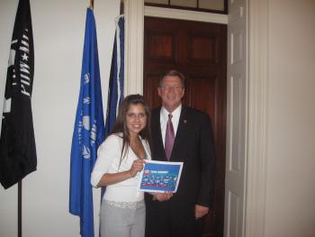 Congressman Porter and Clark County resident Laura Redfern, who is visiting Washington, DC, to attend the Teen Summit on Internet Safety