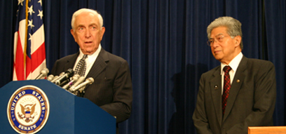 Senator Lautenberg and fellow veteran Senator Daniel Akaka (D-HI) call for support of the Military Construction and Veterans' Affairs Appropriations Bill and urge President Bush to sign the bill as Veterans' Day approaches. The bill includes the largest-ever single-year increase in veterans' funding. (November 7, 2007)