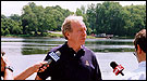 Senator Lieberman giving a press conference