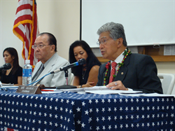 Senator Daniel K. Inouye joins Senate Veterans Affairs Committee Chairman Daniel K. Akaka at a field hearing on Veterans Health Care and Benefits on Oahu