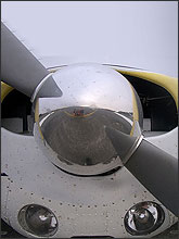 Photo of the front of a plane.