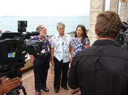 Senator Akaka joins Congressman Neil Abercrombie and State Rep. Maile Shimabukuro to announce federal bills addressing chemical dumping in Hawaii waters by the military.
