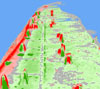 Dauphin Island, AL, 2008. Three-dimensional view of changes in island elevation between June 2007 and September 8, 2008. 