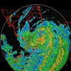 Satellite phioto of a hurricane.
