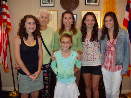 Teresa Cramer with daughters Sara, Julie, and Tess, niece, Molly Culbertson, and mother, Julie Gilory
