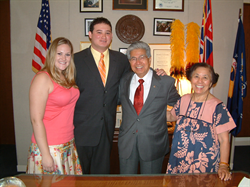 Emily Morris and Lopaka Baptiste with Senator and Mrs. Akaka